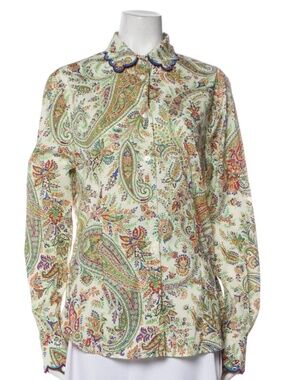 ETRO Paisley Print Long Sleeve Button Up Top